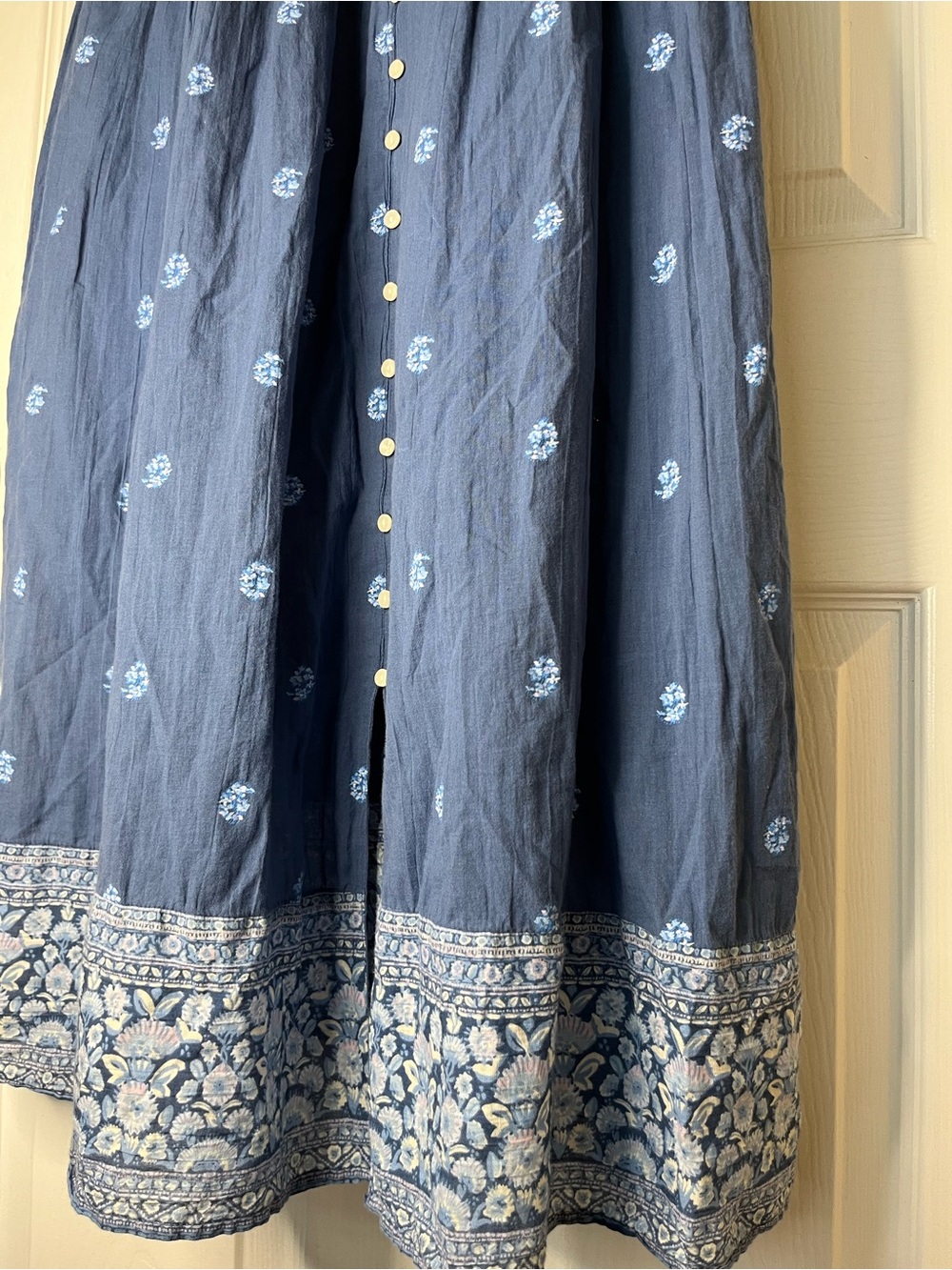 American Eagle Boho Floral Spaghetti Strap Side Tie Button-Front Midi Dress - Picture 8 of 10